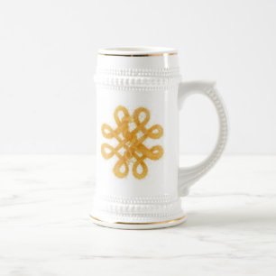 GOUDEN KELTISCHE KNOOP Wit en Gouden Stein Bierpul