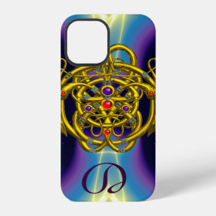 GOUDEN KELTISCHE KNOPEN MET TWIN DRAGONS MONOGRAM iPhone 12 HOESJE
