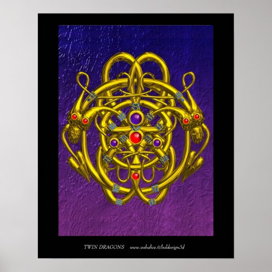 GOUDEN KELTISCHE KNOPEN MET TWIN DRAGONS POSTER (Voorkant)