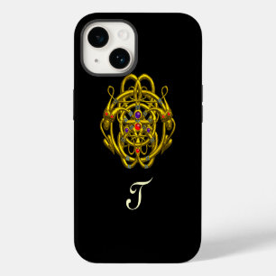 Gouden Keltische KNOPEN MET TWIN DRAGONS Zwart iPhone 14 Hoesje