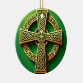 Gouden Keltische kruis op groen Keramisch Ornament (Rechts)