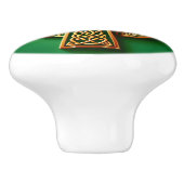 Gouden Keltische kruis op groen Keramische Knop (Zijkant)
