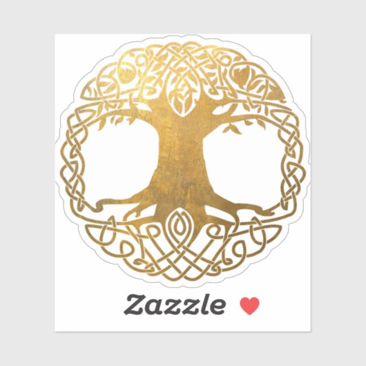 Gouden Keltische levensboom Sticker (Vel)
