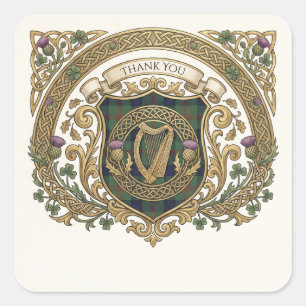 Gouden Keltische Monogram Dank Je Wel Trouwsticker Vierkante Sticker