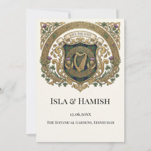 Gouden Keltische Monogram Save the Date Kaart