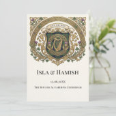 Gouden Keltische Monogram Save the Date Kaart (Staand voorkant)