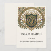 Gouden Keltische Monogram Save the Date Kaart (Voorkant / Achterkant)