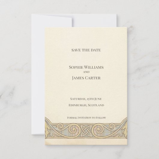 Gouden Keltische Scroll Save the Date Kaart (Voorkant)