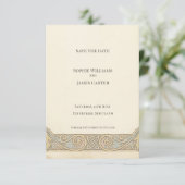 Gouden Keltische Scroll Save the Date Kaart (Staand voorkant)
