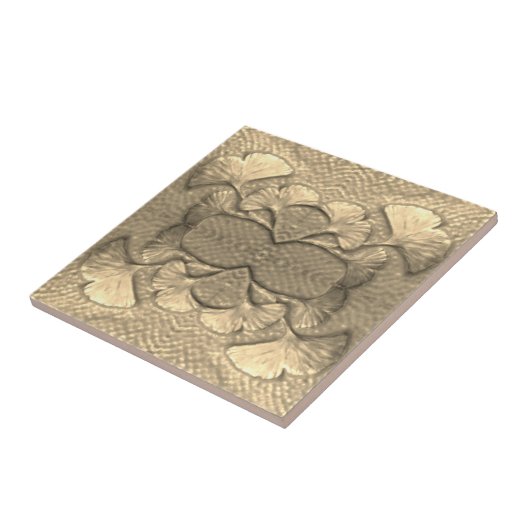Gouden Keramische Gingko Tegel Tegeltje (Zijkant)