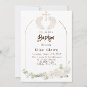 Gouden Kerk Kruisvleugels Bloemen Doop Kaart (Voorkant)