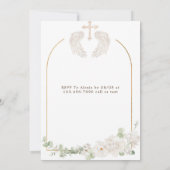 Gouden Kerk Kruisvleugels Bloemen Doop Kaart (Achterkant)