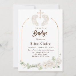 Gouden Kerk Kruisvleugels Bloemen Doop Kaart
