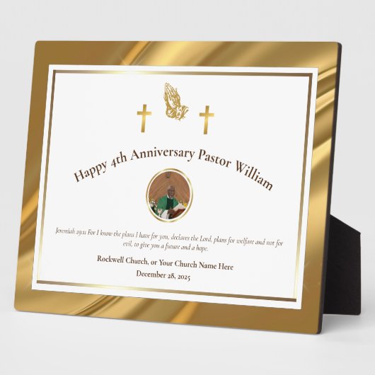 Gouden Kerk Pastor Waardering Jubileum Gift Fotoplaat (Zijkant)