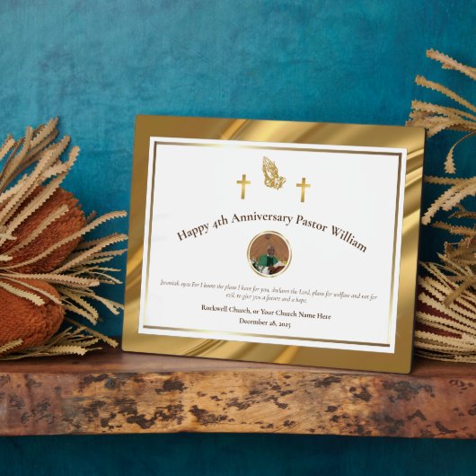 Gouden Kerk Pastor Waardering Jubileum Gift Fotoplaat (Zijkant)