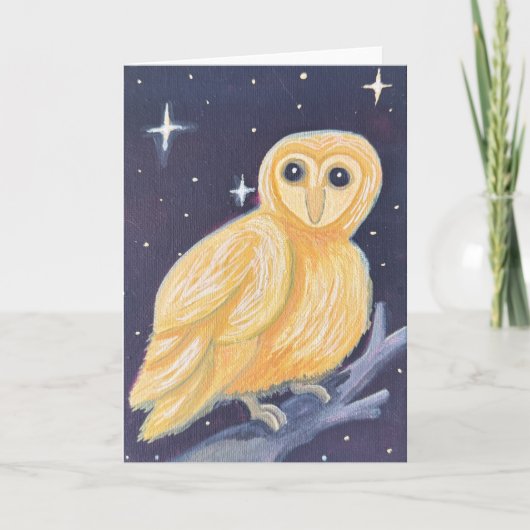 Gouden Kerkuil Gouache Schilderij Kaart (Voorkant)