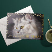 Gouden Kermis Kerstmis Kat Liefhebber Foto Folie Feestdagenkaart