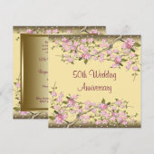 Gouden Kersenbloesem 50e Verjaardagsfeest Kaart (Voorkant / Achterkant)