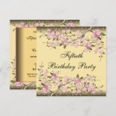 Gouden Kersenbloesem 50ste verjaardag Uitnodiging (Voorkant / Achterkant)
