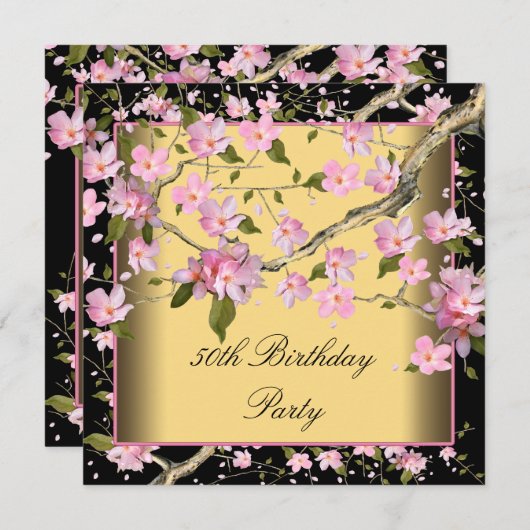 Gouden Kersenbloesem Vrouwen 50ste Verjaardagsfees Kaart (Voorkant / Achterkant)