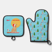 Gouden Kerst Blauwe Strand Dag Oven Mit Set (Voorkant)