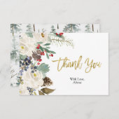 Gouden Kerst Bloemen Dank u kaart