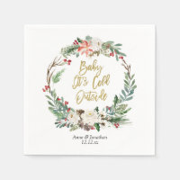 Gouden Kerst Bloemen Papier Party Servet