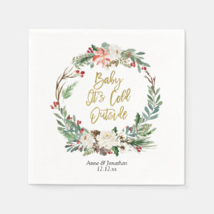 Gouden Kerst Bloemen Papier Party Servet