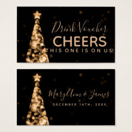 Gouden Kerst bruiloft Drink Voucher Visitekaartje