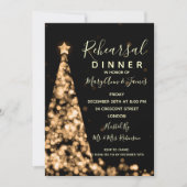 Gouden kerst bruiloft repetitie diner kaart (Voorkant)