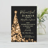 Gouden kerst bruiloft repetitie diner kaart (Staand voorkant)