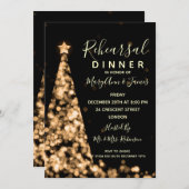 Gouden kerst bruiloft repetitie diner kaart (Voorkant / Achterkant)