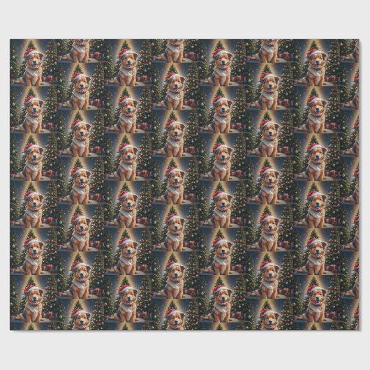 Gouden kerst cadeaupapier (Vlak)