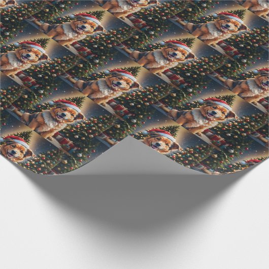 Gouden kerst cadeaupapier (Hoek)