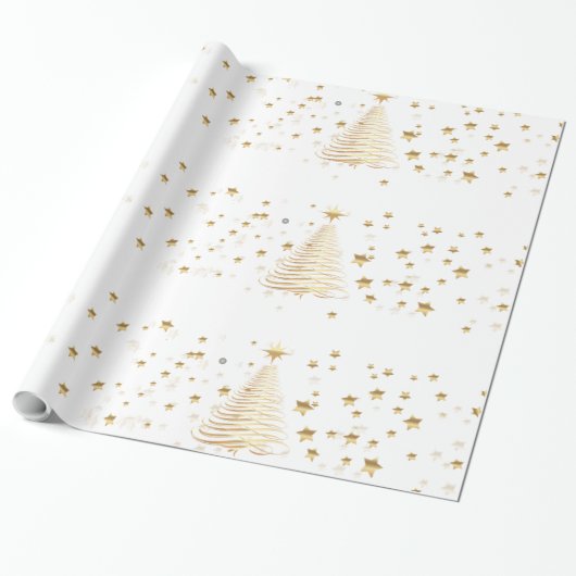 Gouden kerst cadeaupapier (Uitgerold)