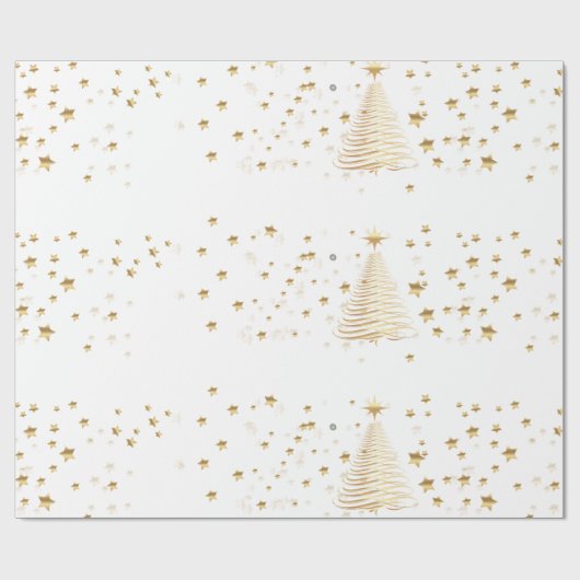 Gouden kerst cadeaupapier (Vlak)
