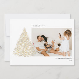 Gouden Kerst Cheer Boom Twee Foto Feestdagenkaart
