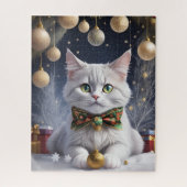 Gouden Kerst en Kat Legpuzzel (Verticaal)