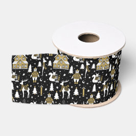 Gouden Kerst Esthetisch Patroon- Elegant Metaalach Grosgrain Lint