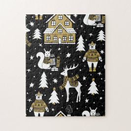 Gouden Kerst Esthetisch Patroon- Elegante Metalen Legpuzzel