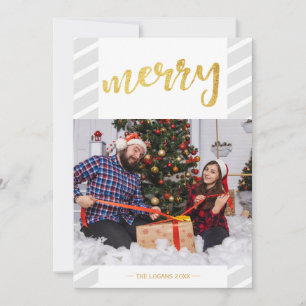 Gouden Kerst Foto Collage Grijze Strepen Kerstmis Feestdagenkaart
