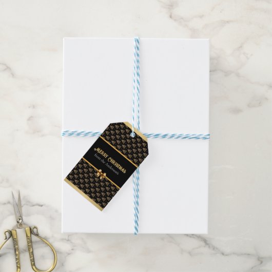 Gouden Kerst Geschenklabel Cadeaulabel (Met Touw)