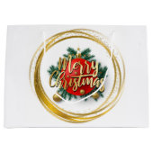 Gouden Kerst Geschenkzak Groot Cadeauzakje (Voorkant)