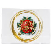 Gouden Kerst Geschenkzak Groot Cadeauzakje (Achterkant)
