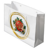 Gouden Kerst Geschenkzak Groot Cadeauzakje (Voorkant Gekanteld)
