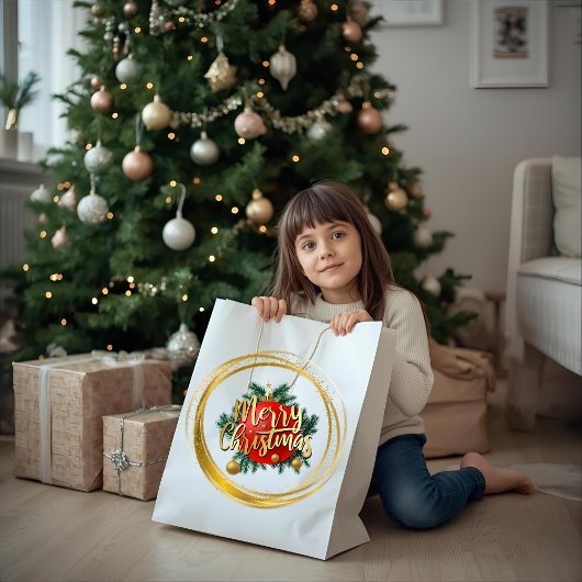 Gouden Kerst Geschenkzak Groot Cadeauzakje