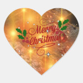 Gouden kerst hart sticker (Voorkant)