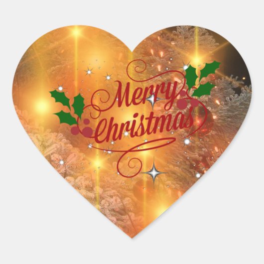 Gouden kerst hart sticker (Voorkant)