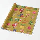 Gouden Kerst Iconen Wrapping Papier (Uitgerold)