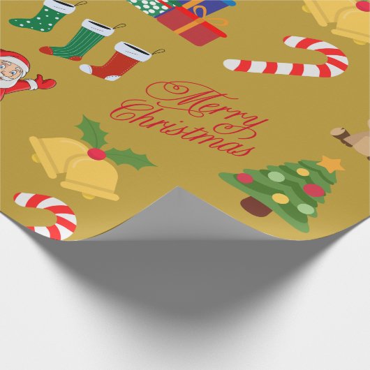 Gouden Kerst Iconen Wrapping Papier (Hoek)